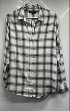 Load image into Gallery viewer, Banana Republic Womens White Black Plaid Boyfriend Fit Button-Up Shirt Size M
