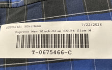 Load image into Gallery viewer, Express Mens Black Blue Plaid Stretch Extra Slim Fit Long Sleeve Dress Shirt M
