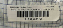 Load image into Gallery viewer, Lands' End Mens White Blue Check Print Tailored Fit Dress Shirt Size 16 1/2
