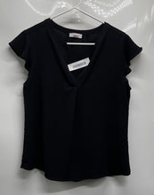 Load image into Gallery viewer, Calvin Klein Womens Black V-Neck Cap Sleeve Pullover Blouse Top Size Large
