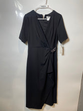 Load image into Gallery viewer, DKNY Womens Black Surplice Neck Back-Zip Wrap Dress Size 6 With Tag
