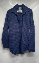 Load image into Gallery viewer, Calvin Klein Mens Blue Geometric Print Long Sleeve Slim Fit Dress Shirt Size L
