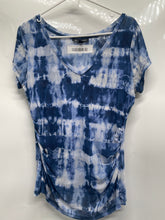 Load image into Gallery viewer, INC International Concepts Womens Blue Tie-Dye Ruched Blouse Top Size M
