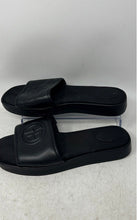 Load image into Gallery viewer, Zara Womens Black Leather Slip-On Open Toe Low Heel Slide Sandals Size 35
