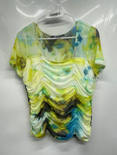 Load image into Gallery viewer, DKNY Womens Multicolor Tie-Dye Short Sleeve Square Neck Blouse Top Size Medium
