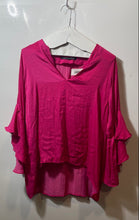 Load image into Gallery viewer, Zara Womens Pink Ruffle Sleeve V-Neck Pullover Casual Blouse Top Size Large

