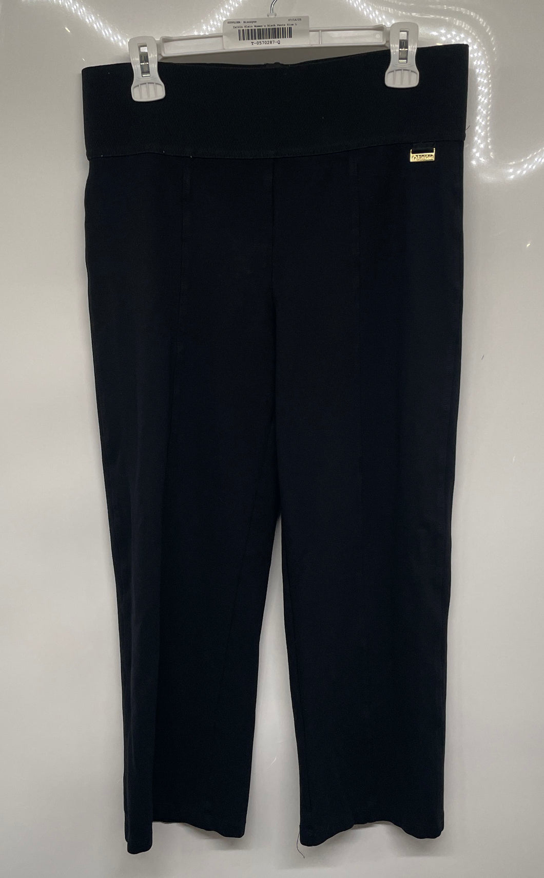 Calvin Klein Womens Black Power Stretch Pull-On Straight Leg Ankle Pants Size L