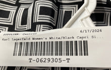 Load image into Gallery viewer, Karl Lagerfeld Womens White Black Geometric Elastic Waist Capri Pants Size L
