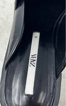 Load image into Gallery viewer, Zara Womens Black Patent Leather Square Toe Open Back Slip-On Mules Size EUR 41
