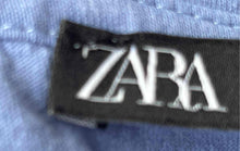 Load image into Gallery viewer, Zara Womens Blue Short Sleeve Ruffle Crew Neck Pullover Cropped T-Shirt Size L
