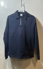 Load image into Gallery viewer, Zara Mens Navy Blue Collared Long Sleeve 1/4 Zip Pullover Sweatshirt Size Small
