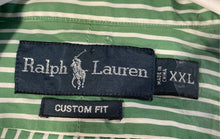 Load image into Gallery viewer, Ralph Lauren Mens Green Striped Custom Fit Collared Button-Up Shirt Size 2XL
