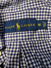 Load image into Gallery viewer, Ralph Lauren Mens Blue White Gingham Regular Fit Collared Button-Up Shirt Size M
