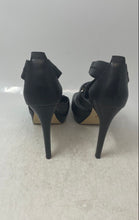 Load image into Gallery viewer, Michael Kors Womens Berkley Black Leather Peep Toe Platform Heels Size 7.5
