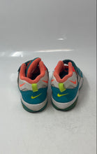 Load image into Gallery viewer, Nike Kids Air Speed Turf White Turquoise Orange Mid Top Sneaker Shoes Size 10C
