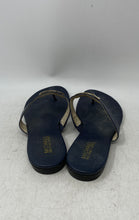 Load image into Gallery viewer, Michael Kors Womens Sidney Blue Leather Slip-On Flat Thong Sandals Size 10M

