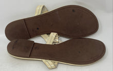 Load image into Gallery viewer, Authentic Tory Burch Womens Miller Cream Leather Thong Sandals Size 9.5M Stained
