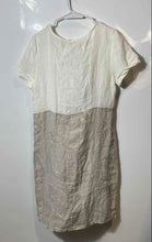 Load image into Gallery viewer, Lina Tomei Womens Brown And Beige Colorblock Short Sleeve Shift Dress Size S
