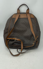 Load image into Gallery viewer, Michael Kors Womens Brown Signature Print Adjustable Strap Zip-Around Backpack
