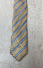 Load image into Gallery viewer, Venetto Collection Mens Light Blue Beige Striped Keeper Loop Pointed Tie
