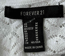 Load image into Gallery viewer, Forever 21 Womens White Flared Sleeve Crew Neck Lace Blouse Top Size Medium

