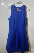 Load image into Gallery viewer, Vince Camuto Womens Blue Sleeveless Exposed Front Zipper Fit &amp; Flare Dress Sz 8
