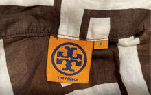 Load image into Gallery viewer, Authentic Tory Burch Womens White Brown T Monogram Cotton Tunic Blouse Size 0
