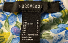 Load image into Gallery viewer, Forever 21 Womens Blue Multi Floral Puff Sleeve V-Neck Cropped Blouse Size Small
