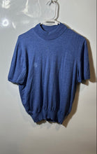 Load image into Gallery viewer, Gran Sasso Mens Blue Short Sleeve Mock-Neck Pullover Sweater Size Medium
