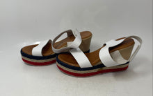 Load image into Gallery viewer, Euro Studio Womens Red White Blue Wedge Heel Ankle Strap Sandals Size 40
