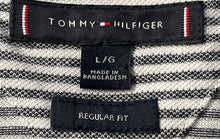 Load image into Gallery viewer, Tommy Hilfiger Mens White Black Striped Short Sleeve Regular Fit Polo Shirt Sz L
