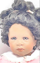 Load image into Gallery viewer, Pink Dress Curly Black Hair Brown Eyes Collectible Porcelain Fashion Doll

