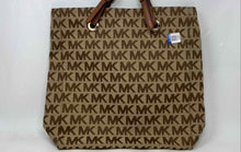 Load image into Gallery viewer, Michael Kors Womens Brown Signature Print Double Handle Shoulder Bag

