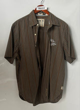 Load image into Gallery viewer, Timberland Mens Brown Striped Short Sleeve Collared Button-Up Shirt Size M
