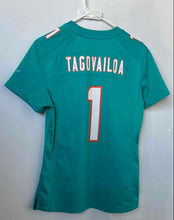 Load image into Gallery viewer, Nike Kids Aqua Miami Dolphins Tua Tagovailoa #1 NFL Jersey Size Small
