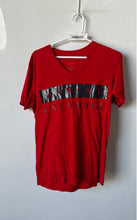 Load image into Gallery viewer, Armani Exchange Womens Red Short Sleeve V-Neck Regular Fit Graphic T-Shirt Sz L
