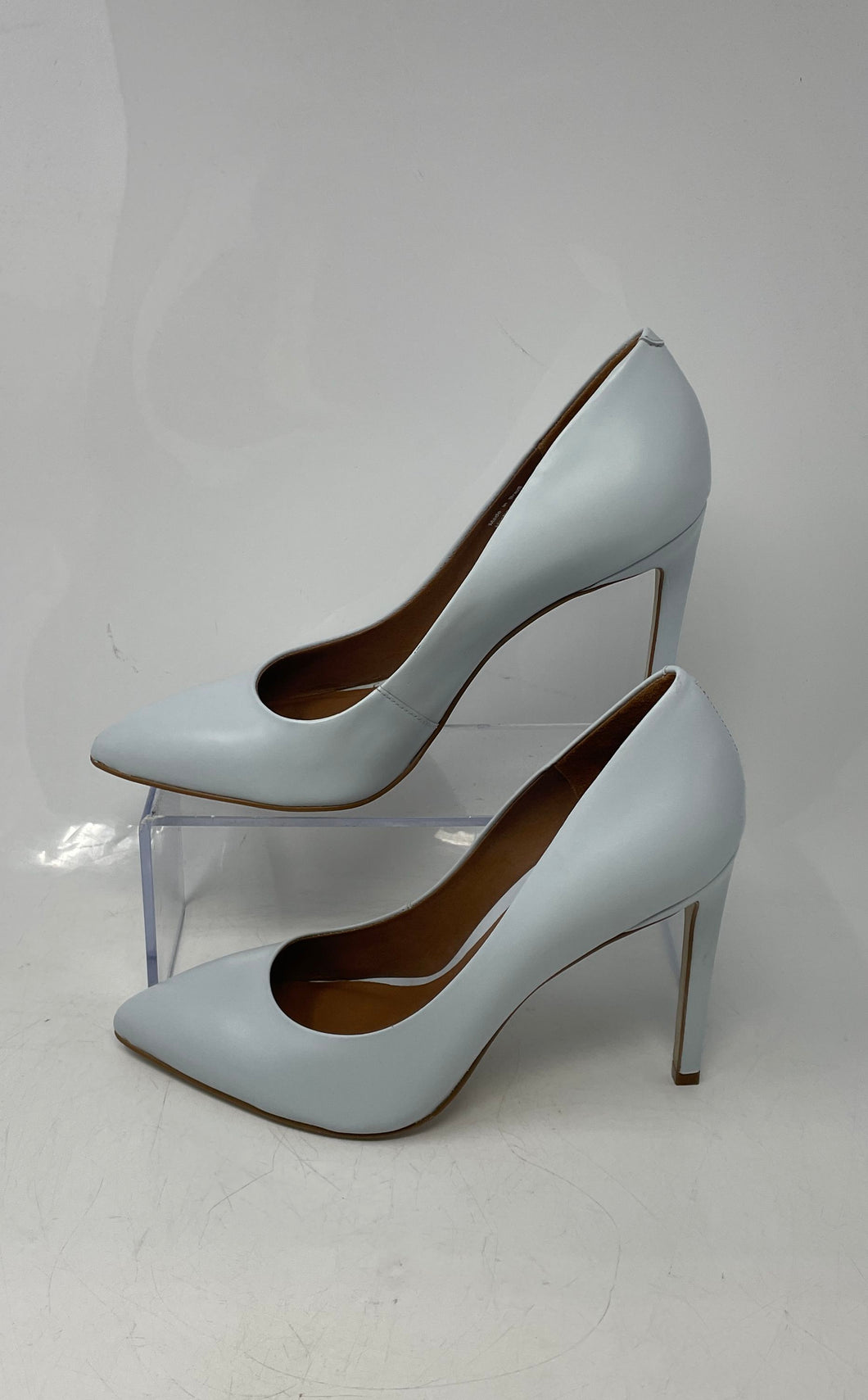 Aldo Womens Light Blue Leather Pointed Toe Slip-On Stiletto Pump Heels Size 9