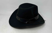 Load image into Gallery viewer, Womens Black Studded Steer Skull Band Adjustable Tie Western Cowboy Hat Size 57
