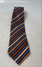 Load image into Gallery viewer, La Corona Roma Mens Orange Blue White Striped Silk Adjustable Long Designer Tie
