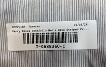 Load image into Gallery viewer, Perry Ellis Portfolio Mens Blue White Striped French Cuff Dress Shirt Size 16.5
