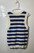 Load image into Gallery viewer, Loft Womens Blue Striped Crew Neck Ribbed Hem Pullover Vest Sweater Size M
