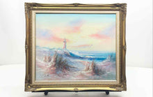 Load image into Gallery viewer, Wood Framed Duggan Seaside Sunset Lighthouse Art Oil Painting On Canvas
