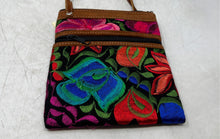 Load image into Gallery viewer, Womens Multicolor Floral Embroidered Zipper Outer Pocket Crossbody Bag
