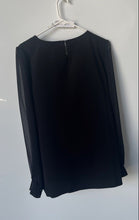 Load image into Gallery viewer, Karl Lagerfeld Womens Black Long Sleeve Crew Neck Blouse Top Size Large

