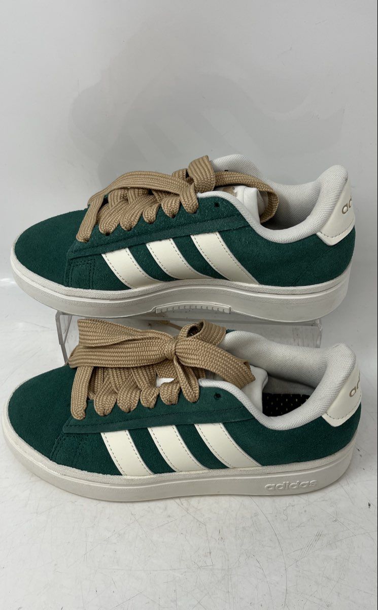 Adidas Womens Grand Court Alpha Green White Lace-Up Sneaker Shoes Size 5