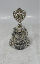 Load image into Gallery viewer, Silver-Tone Holiday Look Hearts Themed Tradition Make-Up Hand Bell
