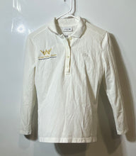 Load image into Gallery viewer, Lacoste Womens Off-White Long Sleeve Slim Fit Collared Polo Shirt Size 36
