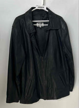 Load image into Gallery viewer, BR. Co Mens Black Leather Long Sleeve Spread Collar Full-Zip Jacket Size L
