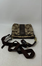 Load image into Gallery viewer, Coach Womens Brown Signature Stripe Detachable Strap Swingpack Crossbody Handbag

