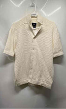 Load image into Gallery viewer, H&amp;M Mens Off White Textured Knit Short Sleeve Regular Fit Button-Up Shirt Size M
